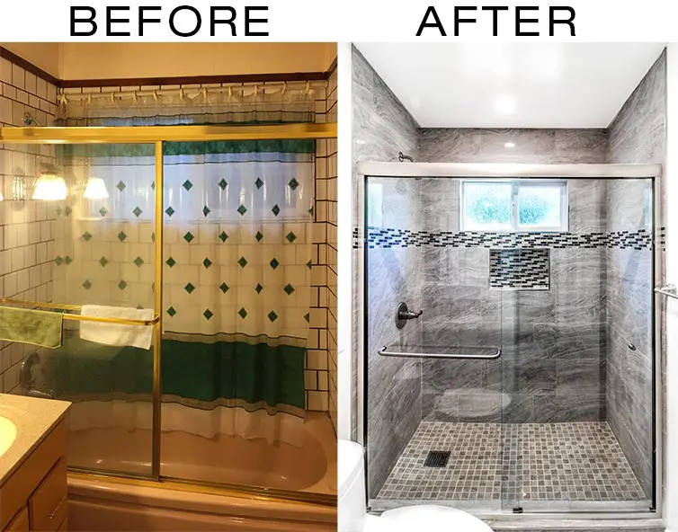 Gatica's Construction bathroom remodeling before and after