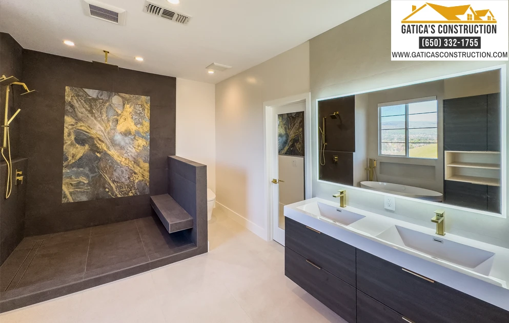 Walk-in shower bathroom remodel in Palo Alto by Gatica's Construction